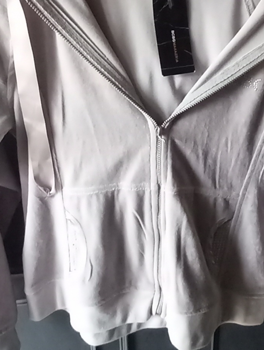 BCBG Max Azria Light Gray Zip-Up Hoodie - Picture 6 of 6